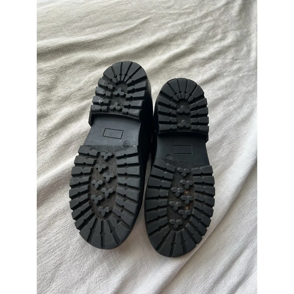 Dominique Nicole Girls Black Mary Jane Lug Sole Shoes Size 1 Youth Cute Clean